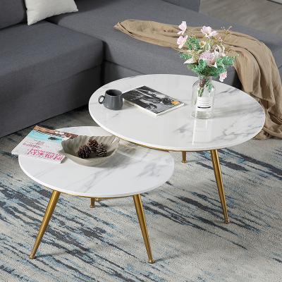 China Other Nordic Marble Tea Table Combination Round Light Luxury Furniture Metal Coffee Table for sale