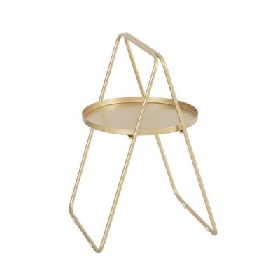 China Other Hot Sale A Shape Ply Metal Frame Round Small Gold Cafe Side Table for sale