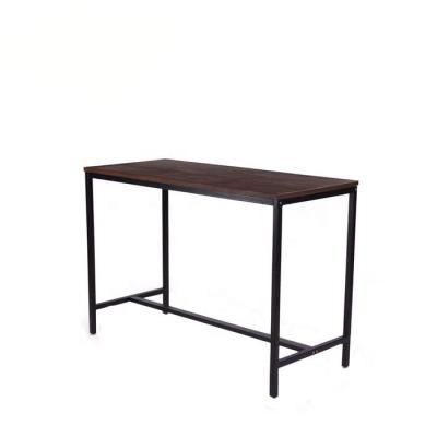 China Durable Simple Classic Custom Cafe Furniture Black Solid Metal Wood Bar Top Narrow Table High Counter for sale