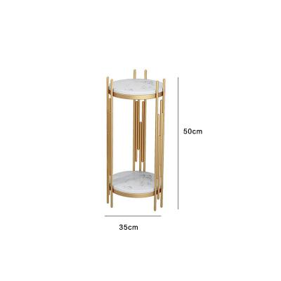 China CLASSIC Gold Living Room Marble Table Top Stainless Steel Frame Metal Plant Pot Holder Flower Stand for sale