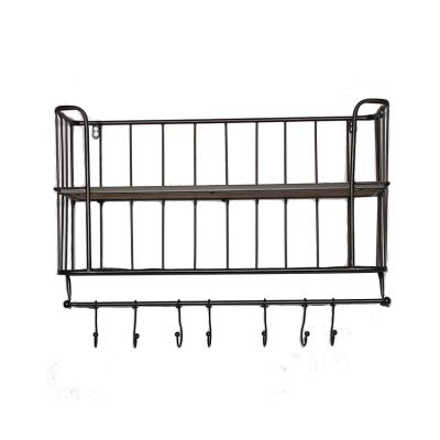 China Minimalist Home Decorative Customize Black Wire Basket Kitchen Storage Hanging Rack For Wall Decor for sale