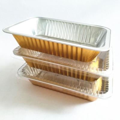 China Disposable Food Gold Color Aluminum Foil Container Food Bowl With Sealing Lid Aluminum Foil Container for sale