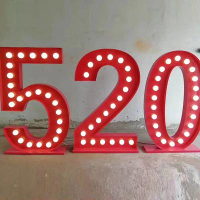 China Buildings Ahrj Customized 3d Light Bulb Luminous Character Identification Hot Sales Support Outdoor Waterproof Numbers Sign for sale