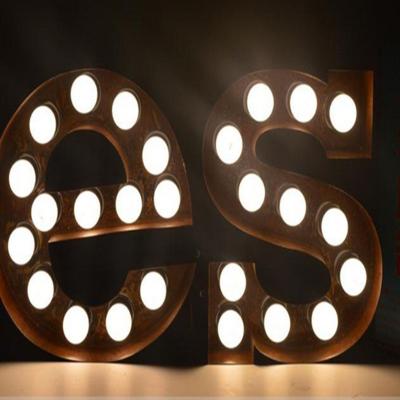 China Buildings Ahrj Three-dimensional Floor-to-ceiling Light Bulb Words Alphanumeric Ball Bubble Words Outdoor Signboard Led Light Bulb Words for sale