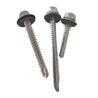 China HEX stainless steel ss410 SDS screw with EPDM gasket hex head self drilling screw for sale