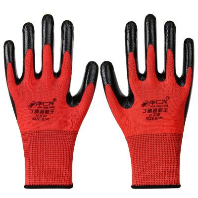 China Non-slip/wear/oil/corrosion/nitrile nylon coated breathable black working gloves waterproof palm hot sale for sale