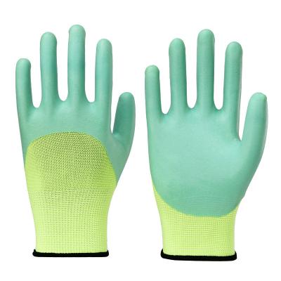 China High Elasticity/Cheap And High Quality Anti-Cut Green Latex Industrial Work Breathable/Comfortable/Flexible Anti-Slip Gloves for sale