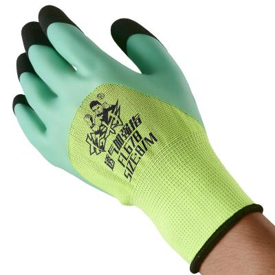 China High Elasticity/Breathable/Comfortable/Flexible Made In China Green Working Gloves Coated With Latex Palm Tip Of Finger To Reinforce for sale