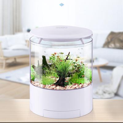 China Mini Sobo Desktop Acrylic Cylinder Viable Aquarium Desktop Small Size Tank With Filter Light for sale