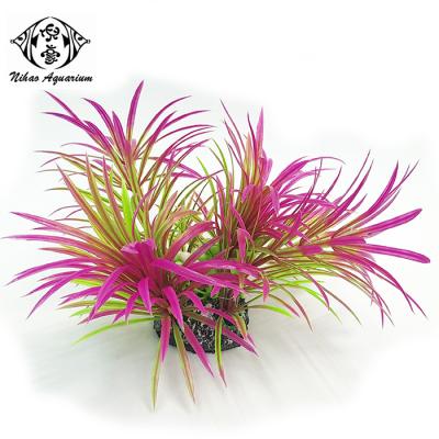 China Aquarium Viable Artificial Grass Plants Plastic Small Size For Fish Tank Decoration for sale