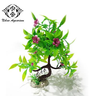 China Viable Home Plastic Decoration Artificial Flower Tree Fish Tank Fish Tank Decoration for sale