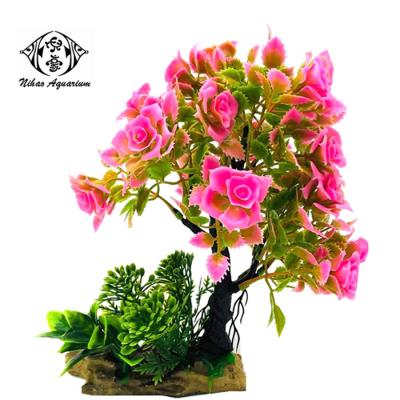 China Viable Decorative Flower Tree Aquatic Plants Decorations Artificial Plastic Aquarium Plants for sale