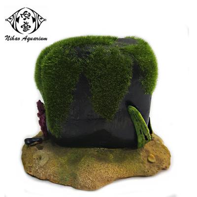 China China Supplier Viable Wholesale Aquarium Decorative Moss Covered Aquarium Resin Stone Ornaments for sale