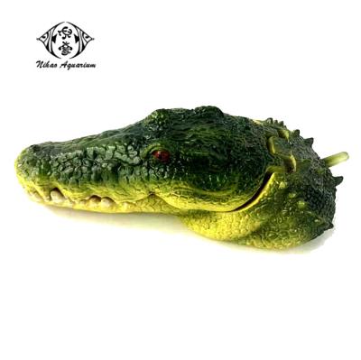 China Sustainable Aquarium Resin Decorative Movable With Air Crocodile Animal Design Crafts Aquarium Ornaments for sale