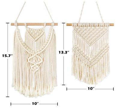 China Small Eco-Friendly Macrame Wall Hanging Art Woven Tapestry Boho Chic Home Decor Apartment Dorm Room Decoration for sale