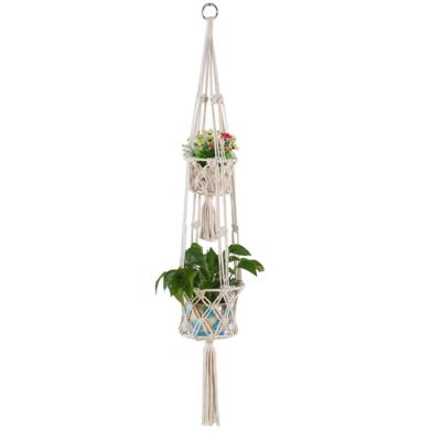 China Eco-Friendly 3 Tier Hanging Fruit Basket For Kitchen, Hanging Macrame Basket For Fruit And Vegetable Storage for sale