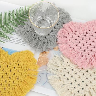 China Eco - Friendly Handmade Cotton Yarn Braided Coasters For Decoration for sale