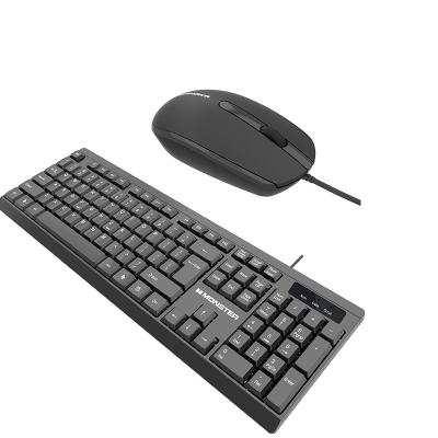 China Metal Monster KM1 Transmission Business Premises Optical Cable USB Wired Combo Keyboard and Mouse Set 107 Keyboard and Mouse Keys for sale