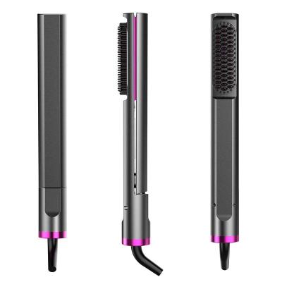 China Car 2 in 1 Fast Heating 470F Titanium Hair Straightener Professional Flat Iron Hair Straightener Styling Tool Flat Iron Brush for sale