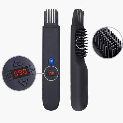 China Portable Electric Cordless Hair Straightener Car Beard Beard Hair Styling Comb Mini Straightener Ceramic Beard Brush for sale