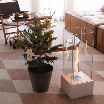 China High Performance Tempered Glass Cover Chimney Stainless Steel Bio Ethanol Burner Fire Pit Made In China ZM-JS003 for sale