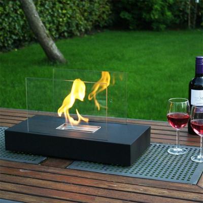 China Modern Metal Desk Surround Around Table Indoor Glass Tabletop Mini Tabletop Ethanol Bioethanol Outdoor Fireplace for sale