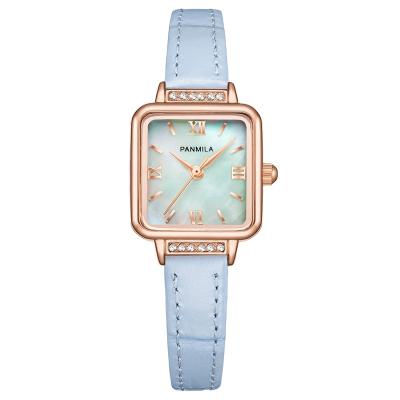 China Japan Movement Water Resistant PANMILA Colorful Fashion Quartz Leather Watch Alloy Square Case Made In China for sale