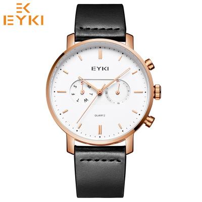 China Day/Date EYKI E1115L Men Quartz Watch Analog Leather Strap Waterproof Fashion Designer Men Sport Watch for sale