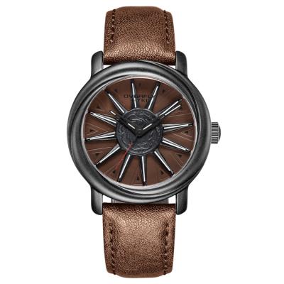 China Luxury Brand Water Resistant Watches Special Rotating Dial Fashion Quartz Watch Leather Strap Mens Sports Casual Watch for sale