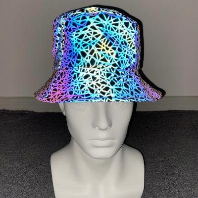 China Eco-friendly Holographic Reflective Fisherman Sports Hat Hip Hop Bucket Hat for sale