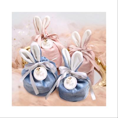 China Wholesale Velvet Rabbits Plush Velvet Easter Bunny Bags For Easter Decoration for sale