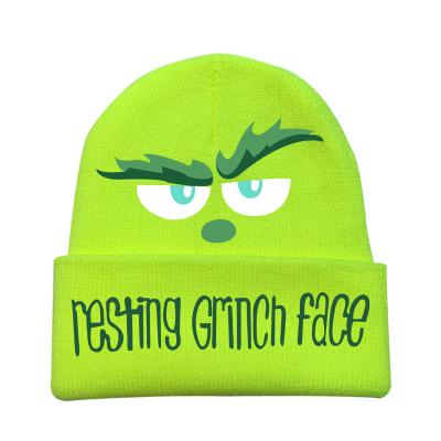 China breathable & Waterproof In Stock Green Hair Monster Winter Hat Christmas Geek Beanie for sale