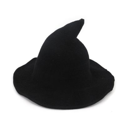 China Picture in Cosplay Wide Pointed Magician Women Hats Women Bucket Hat Wool Stock Halloween Brim Witch Party Magic Hat for sale