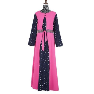 China Polyester fiber New Dubai Islamic ethnic style Muslim patchwork long fashion Turkish evening dress printing clothing at all seasons for sale