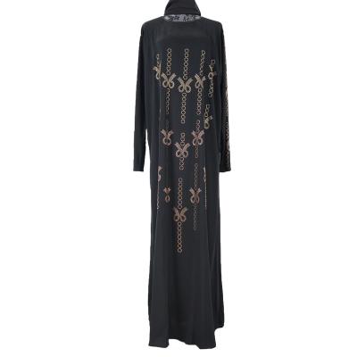 China Terylene Wholesale Islamic New gown Europe and America solid color loose sleeves beaded hot drill dress women's Southeast Asian clothing for sale