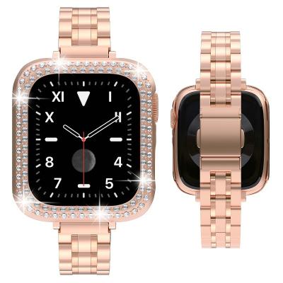 China EAMIRUO Premium Stainless Steel 14mm iWatch Band Jewelry Bling Diamond PC Slim Watch Case For Apple 41mm 45mm Series for sale