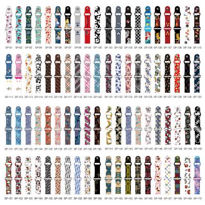 China Today Order EAMIRUO Ready To Ship Silicone Pattern Printed Watch Strap For Apple Watch Series 38/40mm 42/44mm Rubber Replace Band For Iwatch for sale