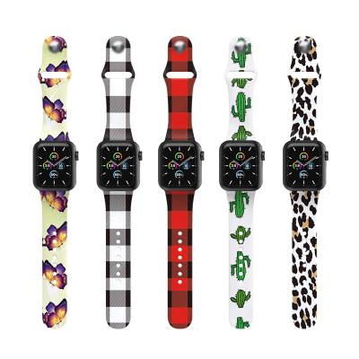 China Unique Factory Selling Printing Pattern Strap Silicone Adjustable Watch Band Fit iwatch Watch Bands Women 40mm Sports Watch Belt for sale