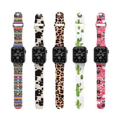 China Fashion Stable Pattern For Sport Apple Watch Band Silicone Watch Strap 38mm 40mm 42mm 44mm Luxury Watch Strap for sale