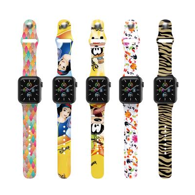 China Eamiruo Cartoon Pattern Typical Classic Silicone Apple Watch Band Strap 38 40 42 44mm Strap Buckle Smart Watch Band for sale