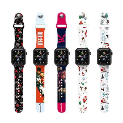 China Hot Sale Sports Watch Strap Silicone Sublimation Watch Band Fit i Watch Band 44mm 40mm Design Pattern Sports Watch Band for sale