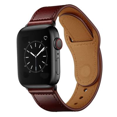 China EAMIRUO Fashion Luxury Genuine Leather Strap For Apple Watch Series 6 5 4 3 iWatch 38mm 44mm Leather Watch Strap for sale