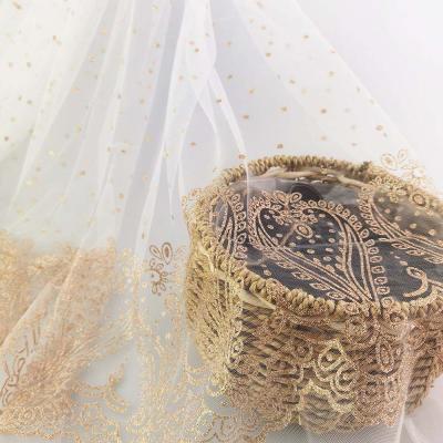 China 100%polyester Gold Organic White Base Glitter Bridal Tulle Fabric for sale