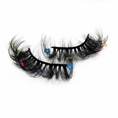 China New 25mm Full False 2022 Hand Made Hot Stretching Strip Long Butterfly Eyelashes Natural Mink Lashes With Butterflies /flower On Them Makeup for sale