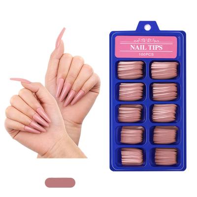 China 20/100Pcs Design Flame Blue Gradient Color Design Fak Nails Long Ballerina Full Cover French False Nail Detachable Nail Tips With Glue for sale