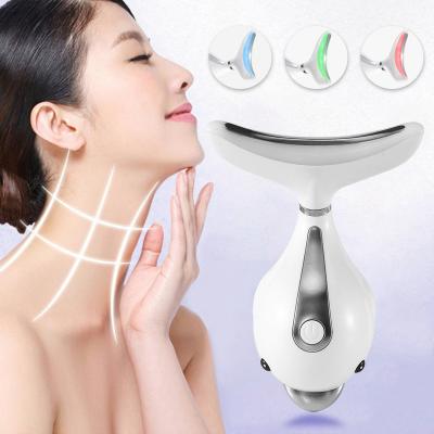 China Facial Wrinkle Remover Face Neck Wrinkle Removal Machine Neck Massager Led Photon Therapy Heating Reduce Double Chin Skin Lifting for sale