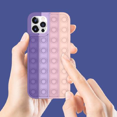 China Phone Back Cover + Pop-it Pops Toy 2021 Custom Silicone Wiggle Person Toy Push Pops Simple Dimple Cell Phone Case for sale