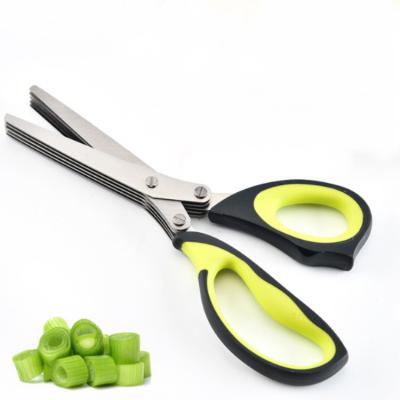 China Easy Control Stainless Steel Kitchen Scissors 5 Blades White Onion Shredded Herb Rosemary Chopped Cutter Kitchen Scissors for sale