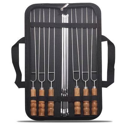 China Easily Cleaned BBQ Spikes Stainless Steel BBQ Stick BBQ Needle Spikes Wooden Handle BBQ Tools With Bag BBQ Appliance for sale