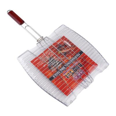 China Easily Assembled Home Outdoor Stainless Steel Barbecue Fish Net Portable Single Folder for sale